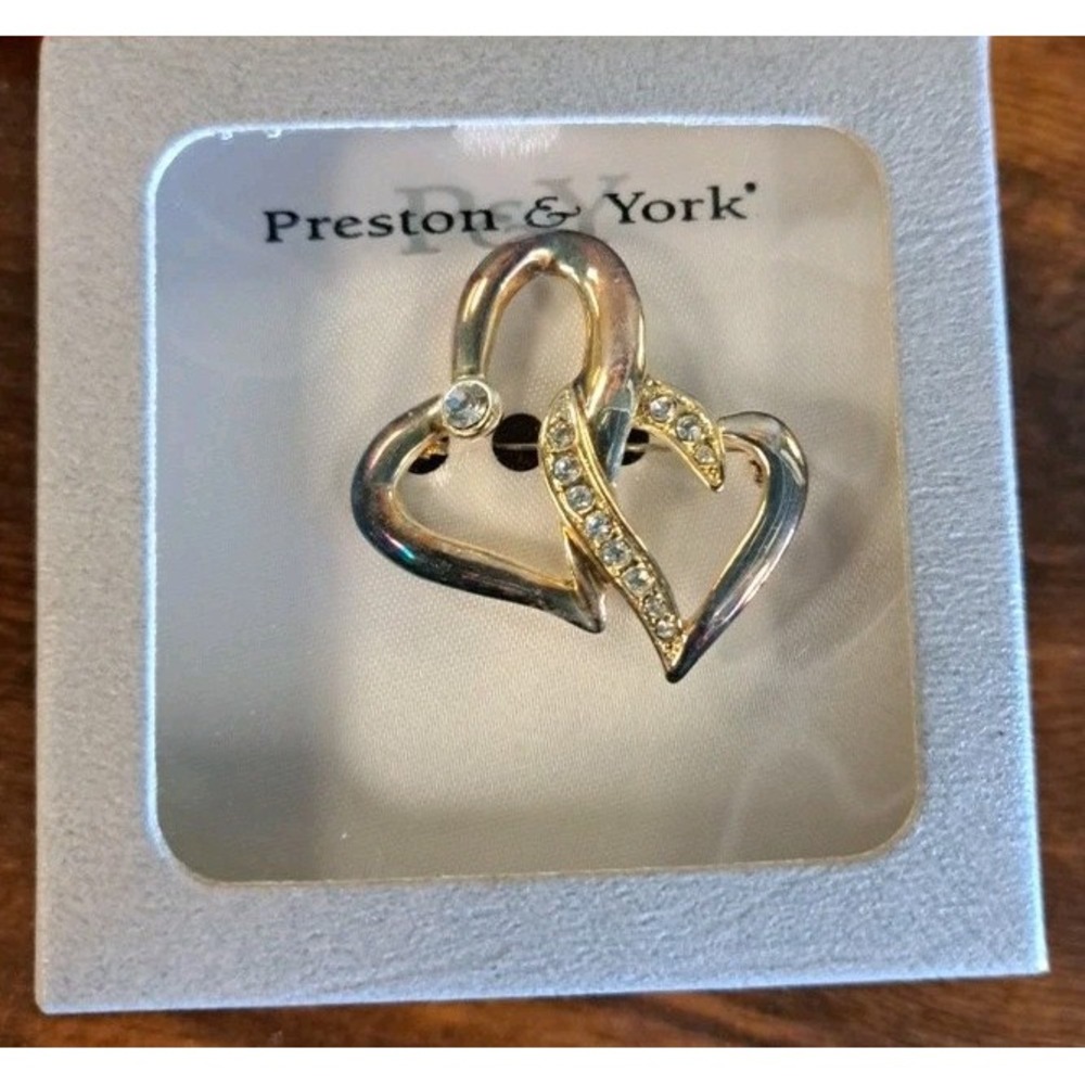 Preston & York Y2K Heats With Diamonds Costume Jewelry Pin NOS NIB (JB)